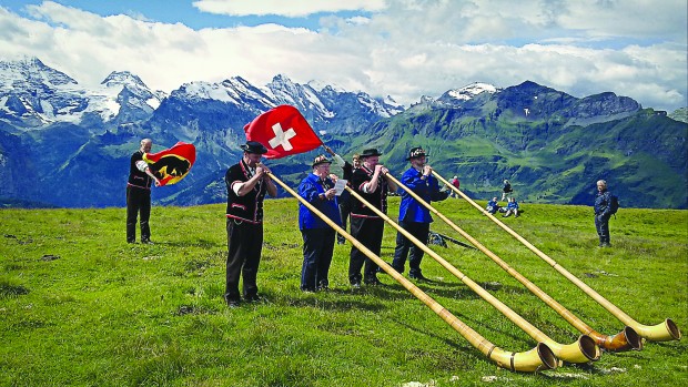 Blowing their own trumpet: Committee members of the International Mountain Trademark Protection Council at their annual meeting last year.