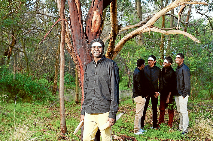 Entertainers: Yirrmal and the Yolngu Boys will be appearing alongside Ella Hooper and Frank Yamma at the Water to Water Festival at The Briars on Saturday 21 March.