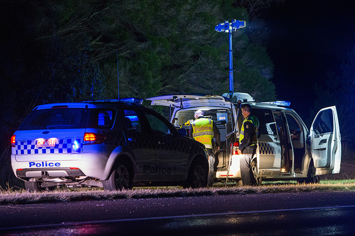 Police at the scene of a pedestrians death in Dromana