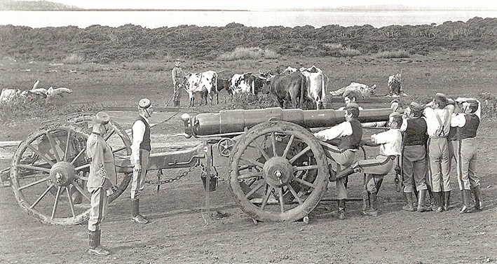 Above: A drill on the Hastings Foreshore with one of the forty pounders.