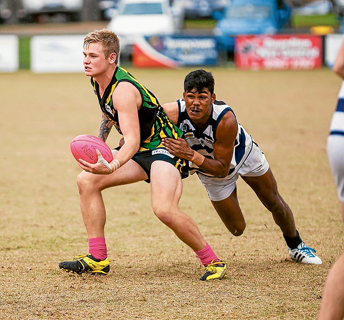 Tight tussles: Dromana got up over Pearcedale by kicking seven in the final quarter. Pictures: Andrew Hurst