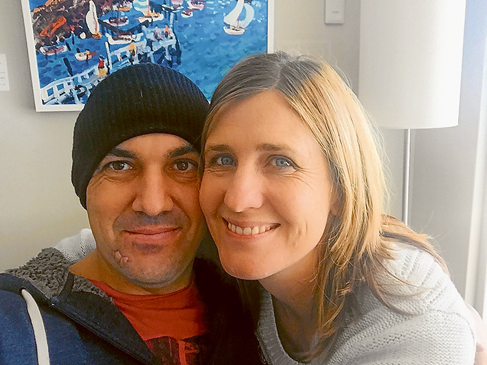 Happier times: Luke Matthews on the road to recovery, pictured with wife Karen. Picture supplied