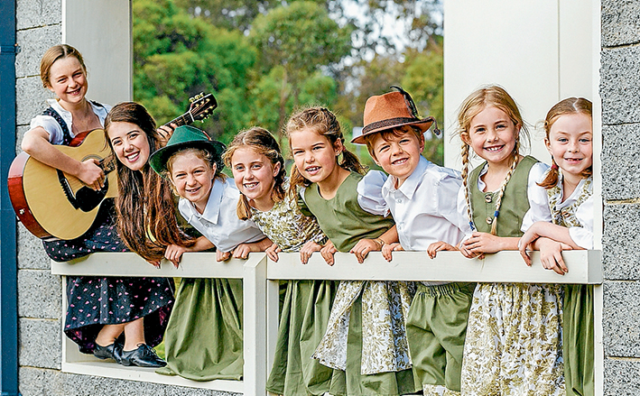 Familiar sounds: Students rehearse at Mornington’s Peninsula Community Theatre for the award-winning screen musical The Sound of Music. They are Harmony, Denique, Autumn, Clara, Belle, Odin, Becky, and Daisy. Picture: Yanni