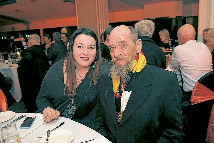 Night out: Artist of the year Bob Kelly is pictured enjoying the ball with his daughter, Jacinta. Picture: Lucy Deitz