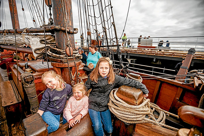 Maya and Lily Crowhurst from Mt Martha with Annabelle Smythe from Mornington on board the Enterprize