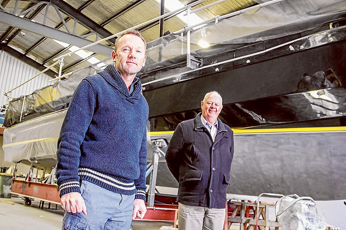 On water matters: Mal Hart of Mornington-based boat-builder Hart Marine, left, and Shane Murphy, new executive officer of Mornington Peninsula Marine Alliance. Picture: Cameron McCullough