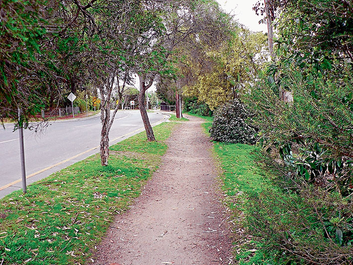 Not so peaceful: The quiet, leafy lanes of Somers appear an unlikely setting for the battle that’s being fought over Mornington Peninsula Shire’s plan for concrete footpaths, with ratepayers being billed for half the $1.5 million cost.