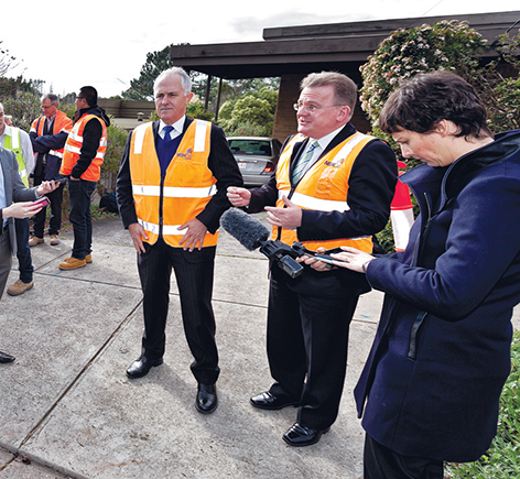 Purely business: Dunkley Liberal MP Bruce Billson, right, with Prime Minister Malcolm Turnbull last year. Pic: Yanni