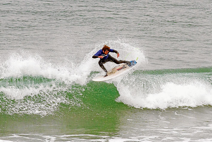 Top turn: Despite the efforts of Adam Morris, Peninsula Surfriders Club has been relegated to B grade after coming fourth in Sunday’s Victorian Teams Title at Jan Juc.