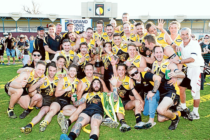 Ultimate prize: Frankston YCW capped off a fantastic season by seeing off Mornington 18.15 (123) to 5.6 (36) in Sunday’s Peninsula League Grand Final. Picture: Gary Bradshaw