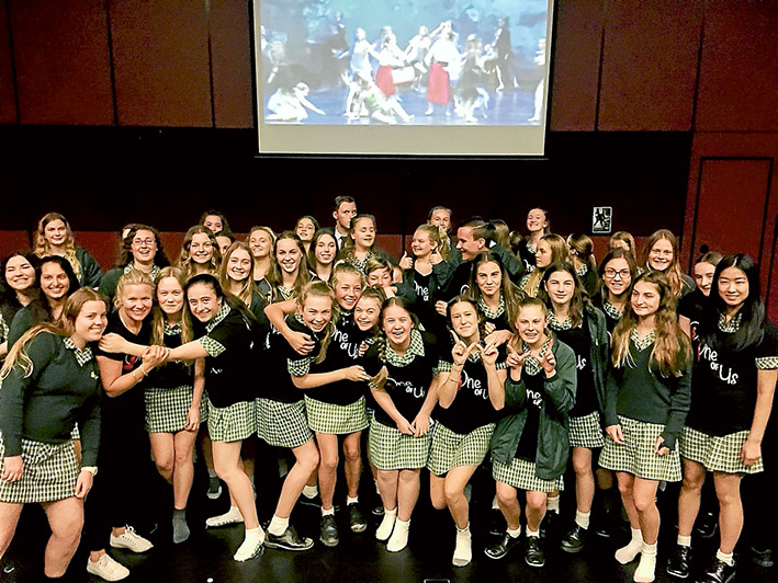 Getting in the act: Rosebud Secondary College students celebrate after hearing about their Wakakirri Challenge win.