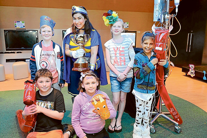 Up for the Cup: Royal Children’s Hospital patients promote the Melbourne Cup Pin & Win fundraising campaign. Picture source: Victoria Racing Club, Facebook