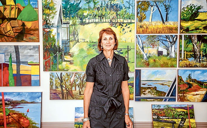 Cathie’s world: Painter Cathie Coleman draws inspiration from her experiences. The interpretation of her memories includes the reality of the time coloured by her emotions. Coleman is one of 19 artists included on this year’s Peninsula Studion Trail. Picture: Yanni