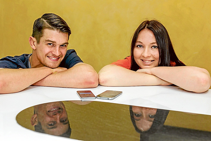 Reuse, reduce: Stephen Halpin and Eleanor Meyer take their recycling app to the world. Picture: Yanni