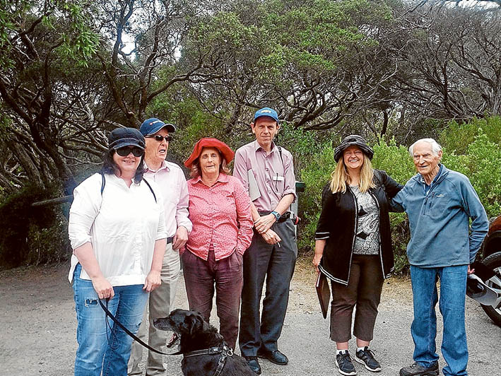 Track care: Marieta Carr, Michael Couttie, Penny Blazey, Allan Cowley (Mornington Peninsula Shire), Julie Corridon and Alex Greig inspect Tuckey Track, Sorrento.