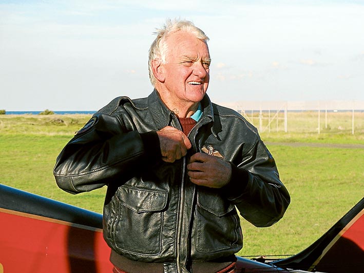 Happy birthday: Ben gets a flight in a Tiger Moth for his 70th birthday.