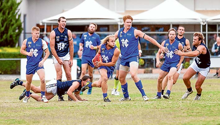 On the run: Hastings dished out a thrashing to Rosebud, winning by more than 100 points. Picture: Andrew Hurst