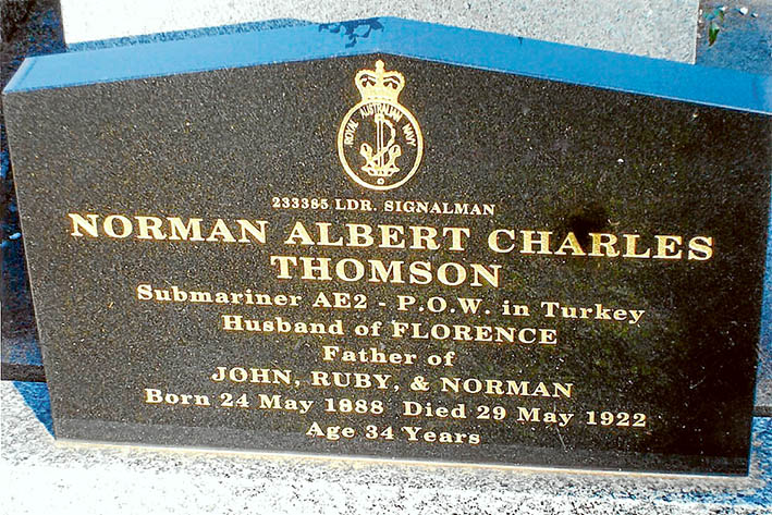 Above: Tyabb Cemetery in Hastings. The final resting place of Leading Signalman Albert Thomson.
