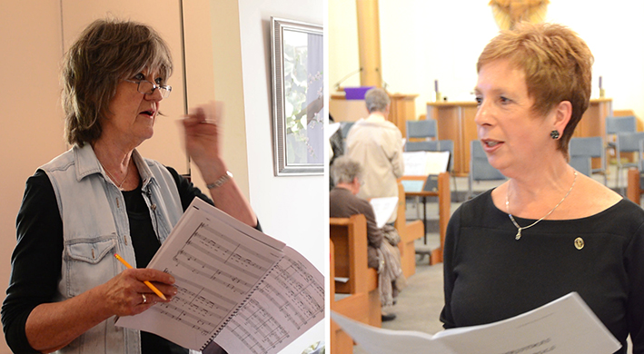 Composer Lorraine Milne (left) and Conductor Margaret Brown