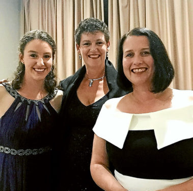 Big night: Merricks Pony Club president Natasha Keetley, vice-president Roberta Clark and award winner Lauren Clark at the presentations.