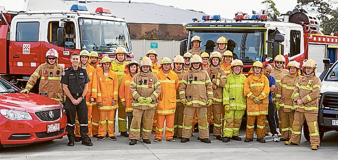 Show of unity: Mornington Fire Brigade crews ready to “do what we are here for”.