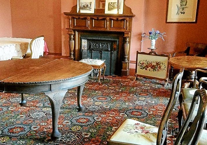 Fine furnishings: The dining table, side table and tapestry fire screen were donated back to Coolart by a descendant of previous owners.