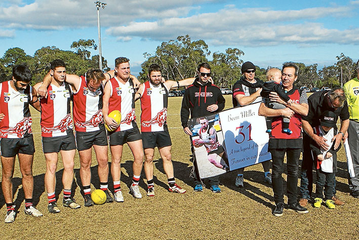 Gone but never forgotten: Devon Meadows pay tribute to Beau Miller after he lost his battle with cancer. Picture: Scott Memery