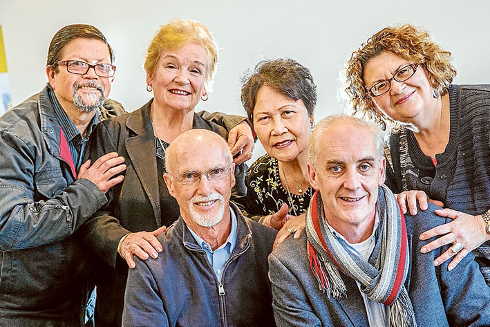 Immigrant tales: From left at rear, Rosalindo Cerda, Anastasia Kipouropoulos and Grace Edwards feature in a TV documentary series made by associate producer Katina Nomikoudis and (front) technical producer David Muir and producer Terry Cantwell. Picture: Gary Sissons