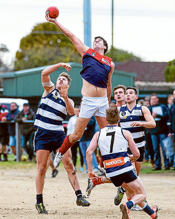 Reaching new heights: Mt Eliza gave Seaford a bad day, dispatching them by 86 points. Picture: Andrew Hurst