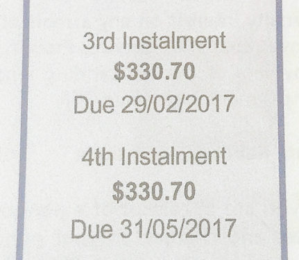 Wrong date: All shire rates notices mistakenly list 29 February as a deadline day for payment next year.