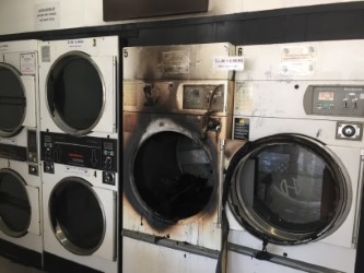 The fire-damaged dryer.