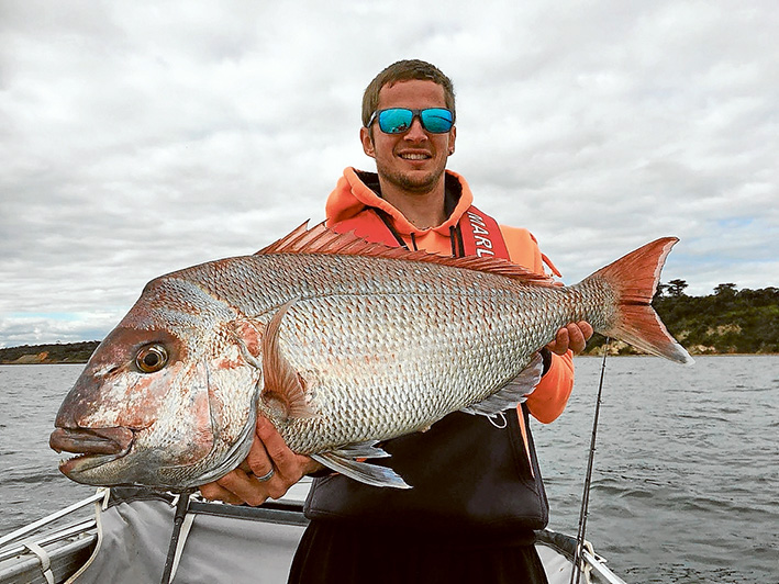 The Wright stuff: Jonny Wright with a 95cm snapper he landed at Mount Martha