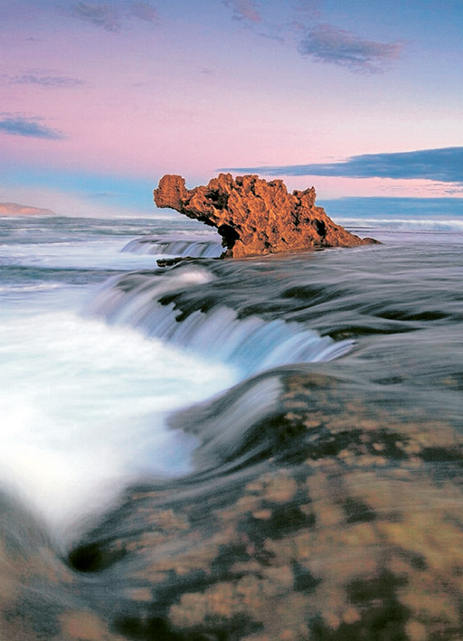 On display: Dragon Head Rock at Rye back beach. Picture: Jeff Nankervis.