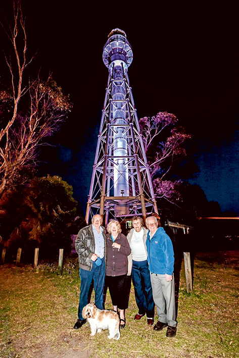 Rights campaigners: Graham and Jeanette Lane with their dog Matty, and Margaret and Arthur Moss, bathed in an purple glow. Picture: Yanni
