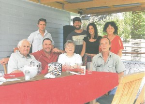 The Prout family. Standing, grandson Brennan, Luke Pilla, and granddaughter Rebecca, daughter Susan Cairney. Seated Don, son Andrew, Shirley, and Warren Cairney.